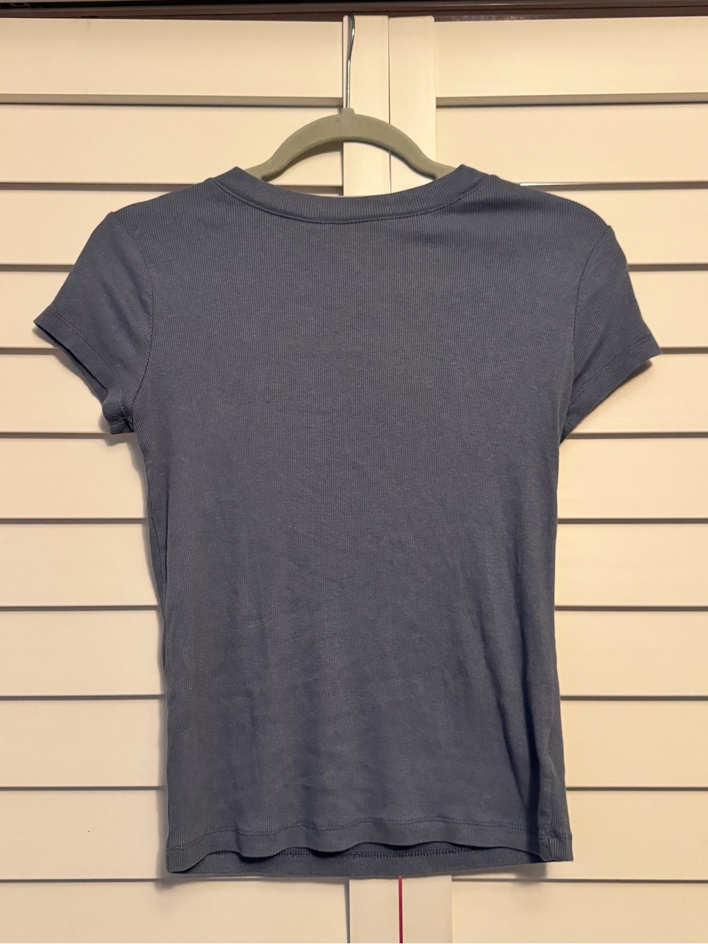a new day Short Sleeve Ribbed Tee in Dusty Blue